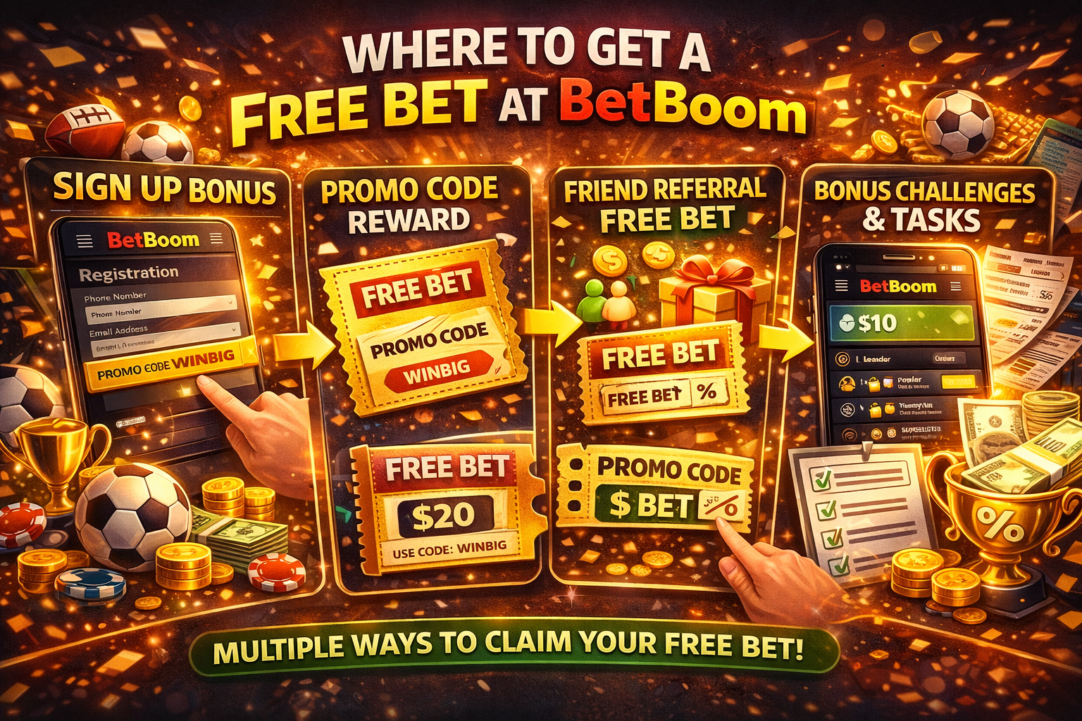 Где получить фрибет у букмекер BetBoom: промо-раздел на сайте Бет Бум и доступные акции